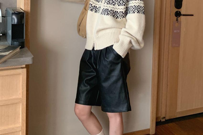 Jacquard Zip-Up Cardigan Product Image