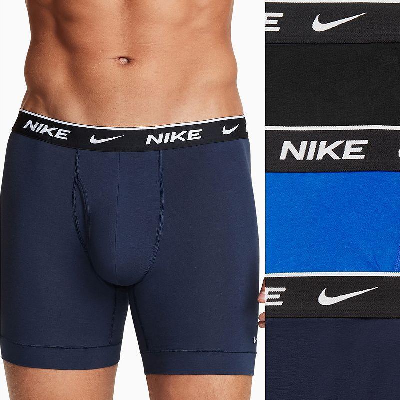 Men's Nike Dri-FIT Essential 3-pack Stretch Boxer Briefs, Size: Large, Black Orange Blue Product Image