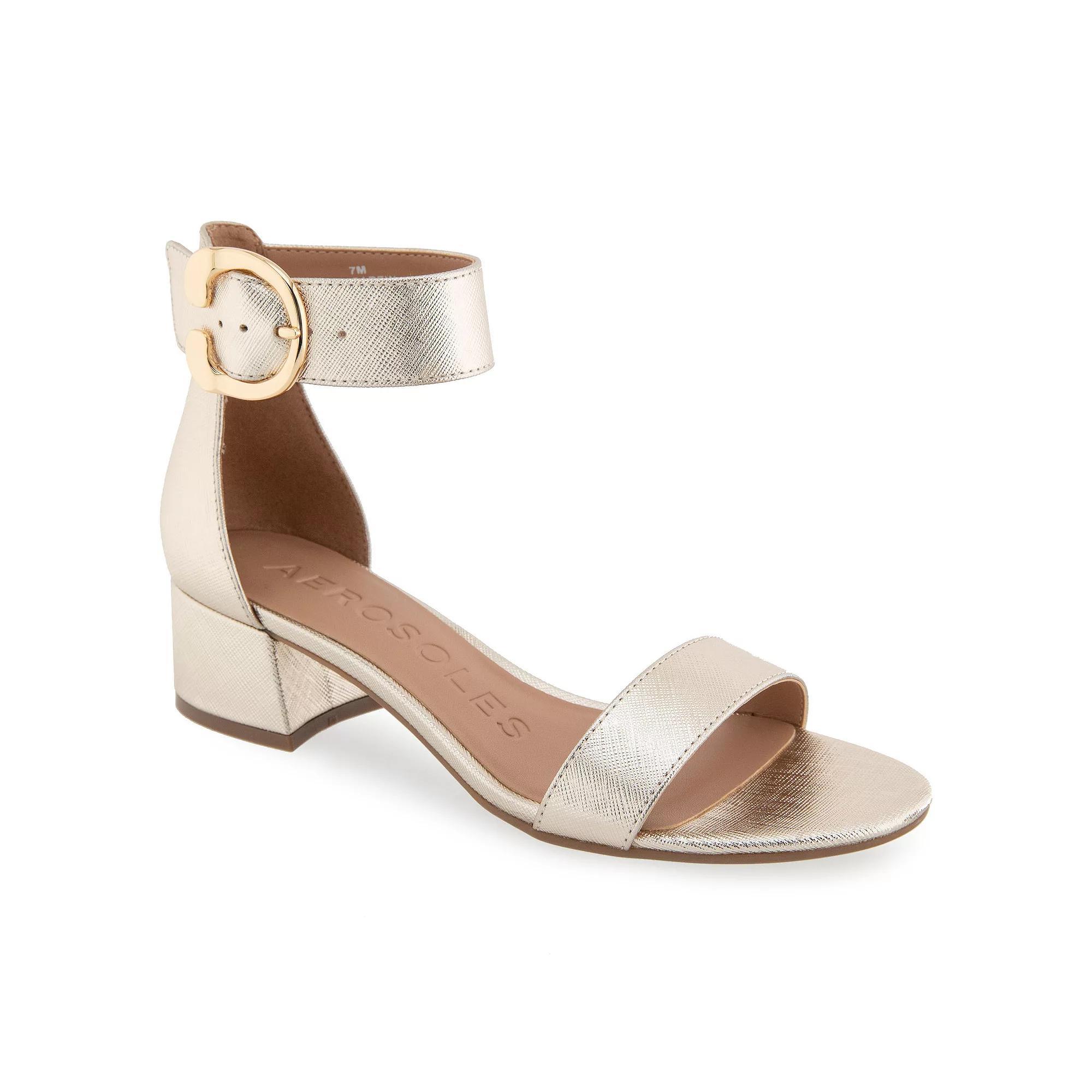 Aerosoles Carew Womens Block Heeled Sandals Gold Grey Texture Product Image