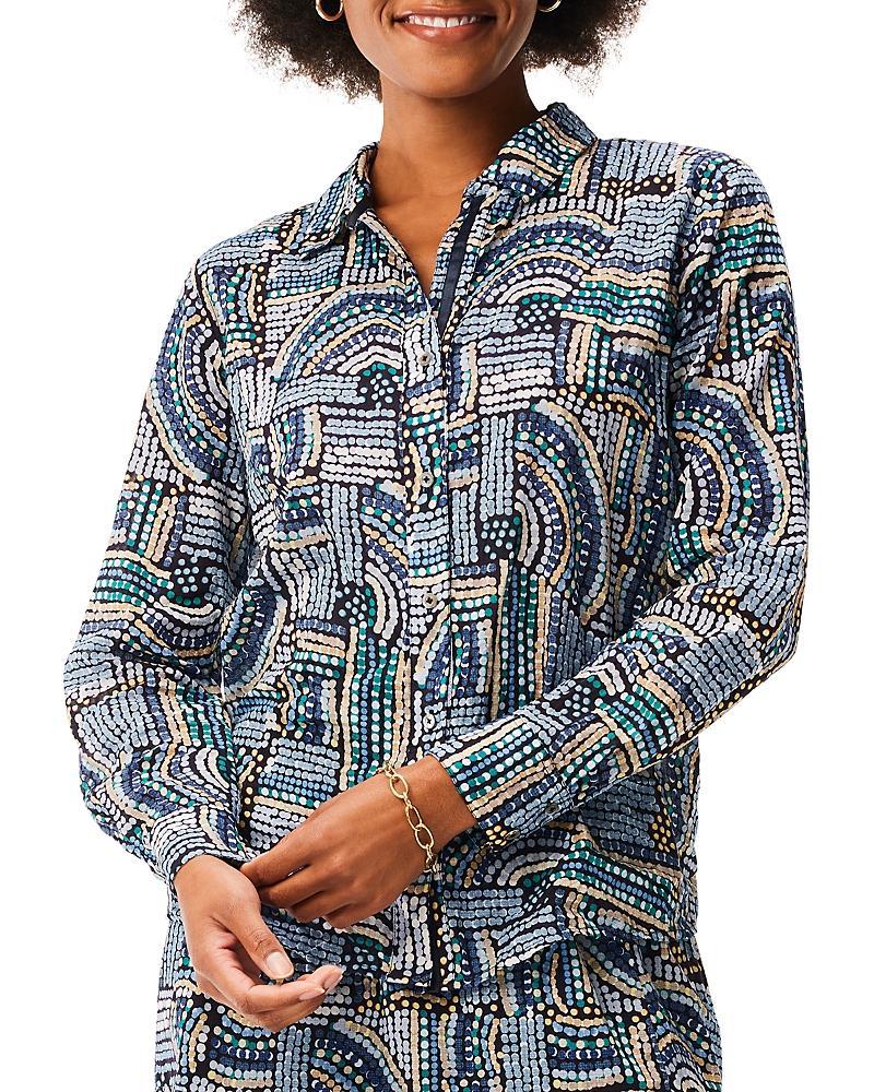 NIC+ZOE Mosaic Mix Crinkle Shirt Multi 1) Women's Clothing Product Image