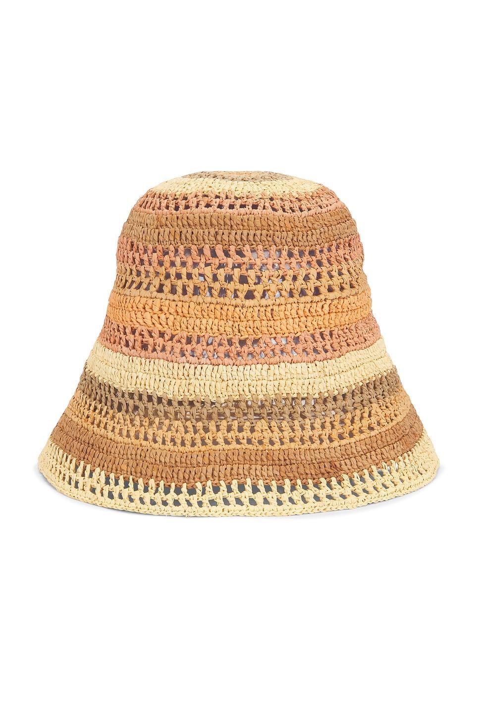 CHLOÉ Sunset Embroidered Striped Raffia Hat In 2ya Multi Beige 1 Product Image