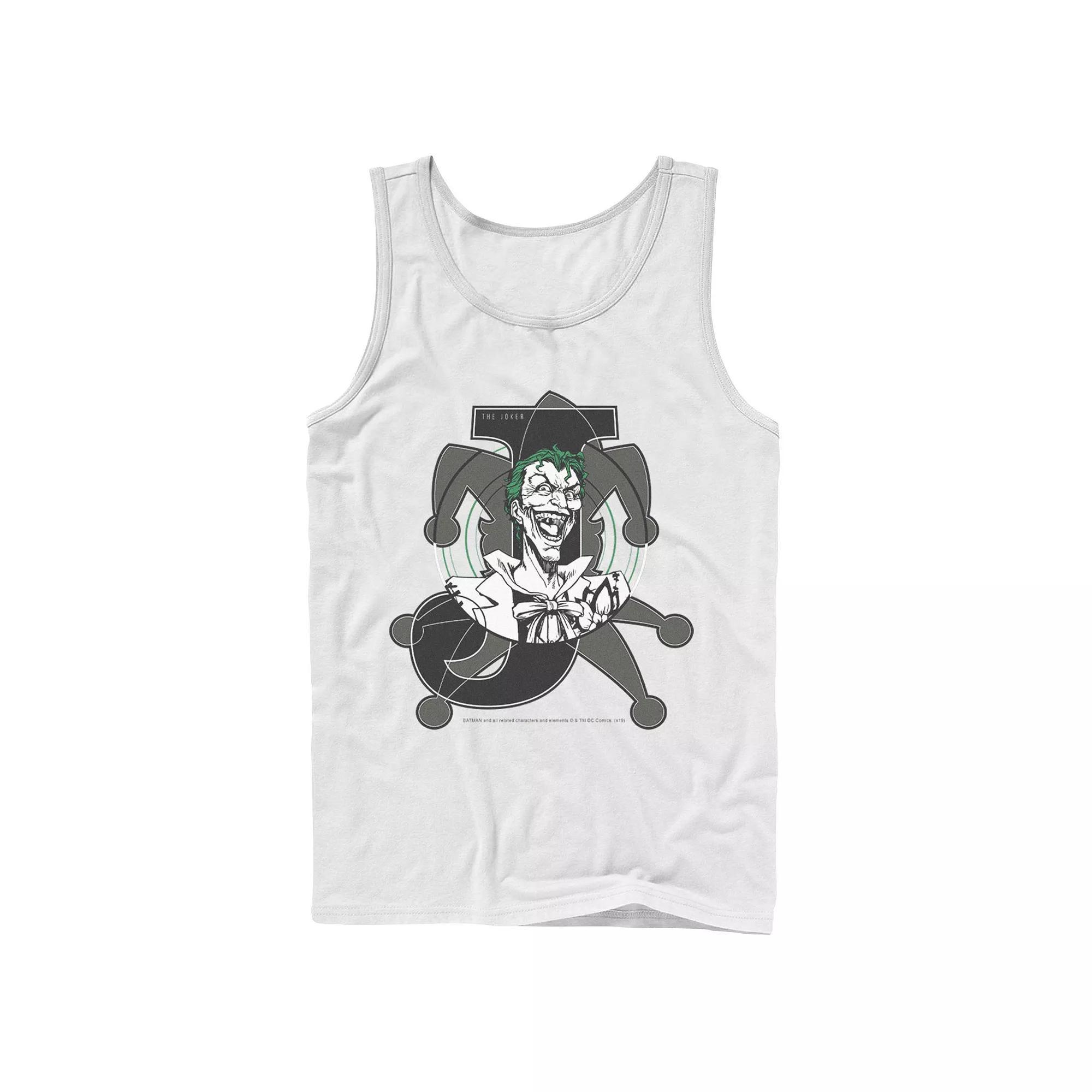 Men's DC Comics Joker Card Laughing Poster Tank Top, Size: Large, Black Product Image