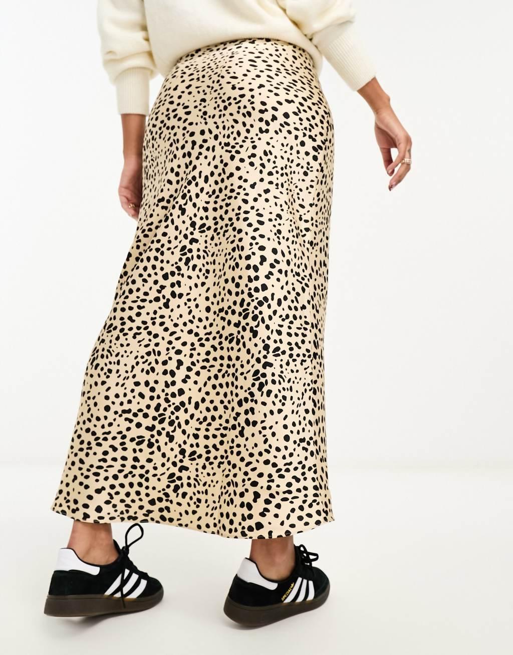 ASOS DESIGN satin bias midi skirt in black Product Image