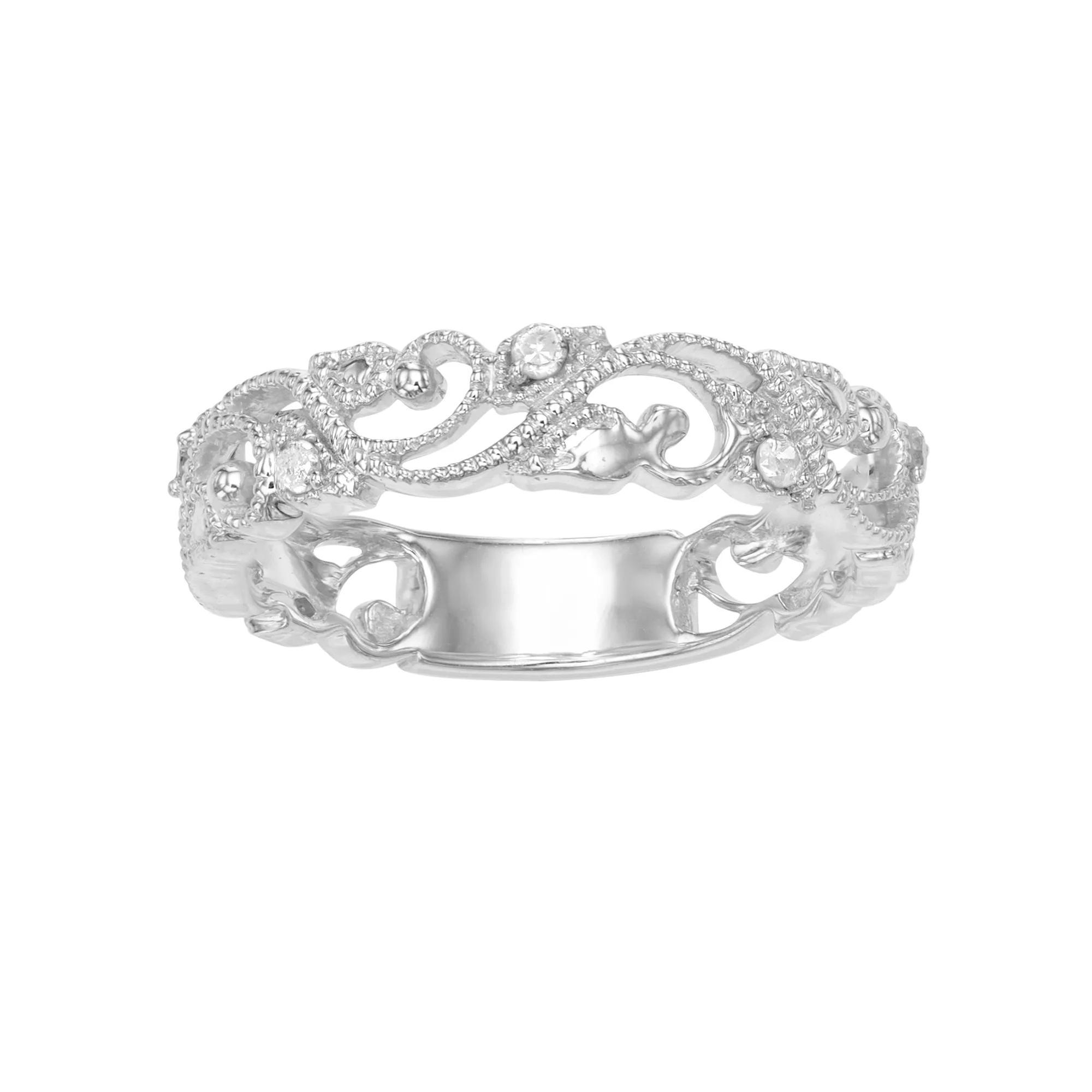 Sterling Silver 1/10 Carat T.W. Diamond Ring, Women's, Size: 8, White Product Image