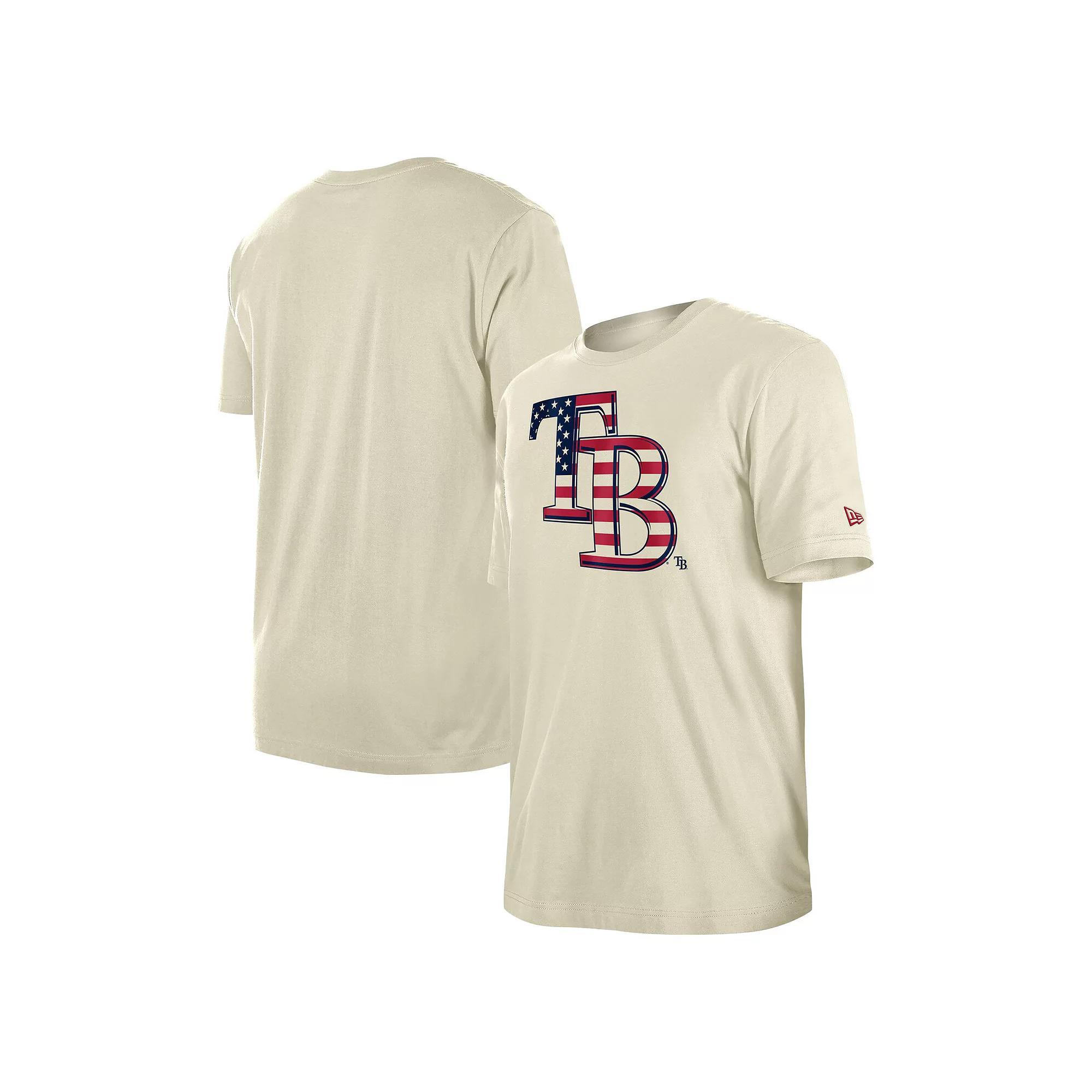 Men's New Era Cream Tampa Bay Rays 4th of July Flag Fill T-Shirt, Size: XL, Beige Product Image