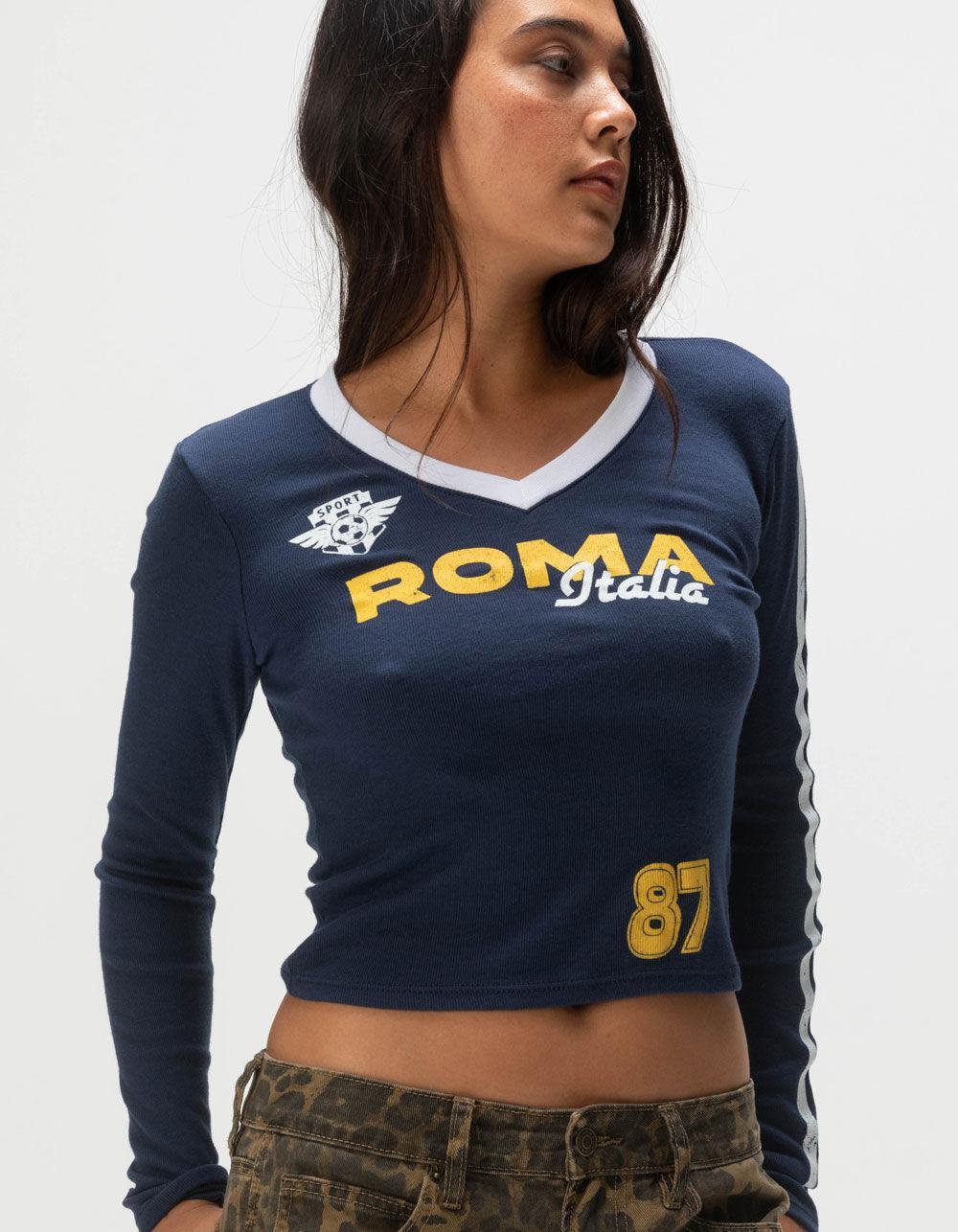 RSQ Womens Roma Long Sleeve Baby Tee - NAVY Product Image