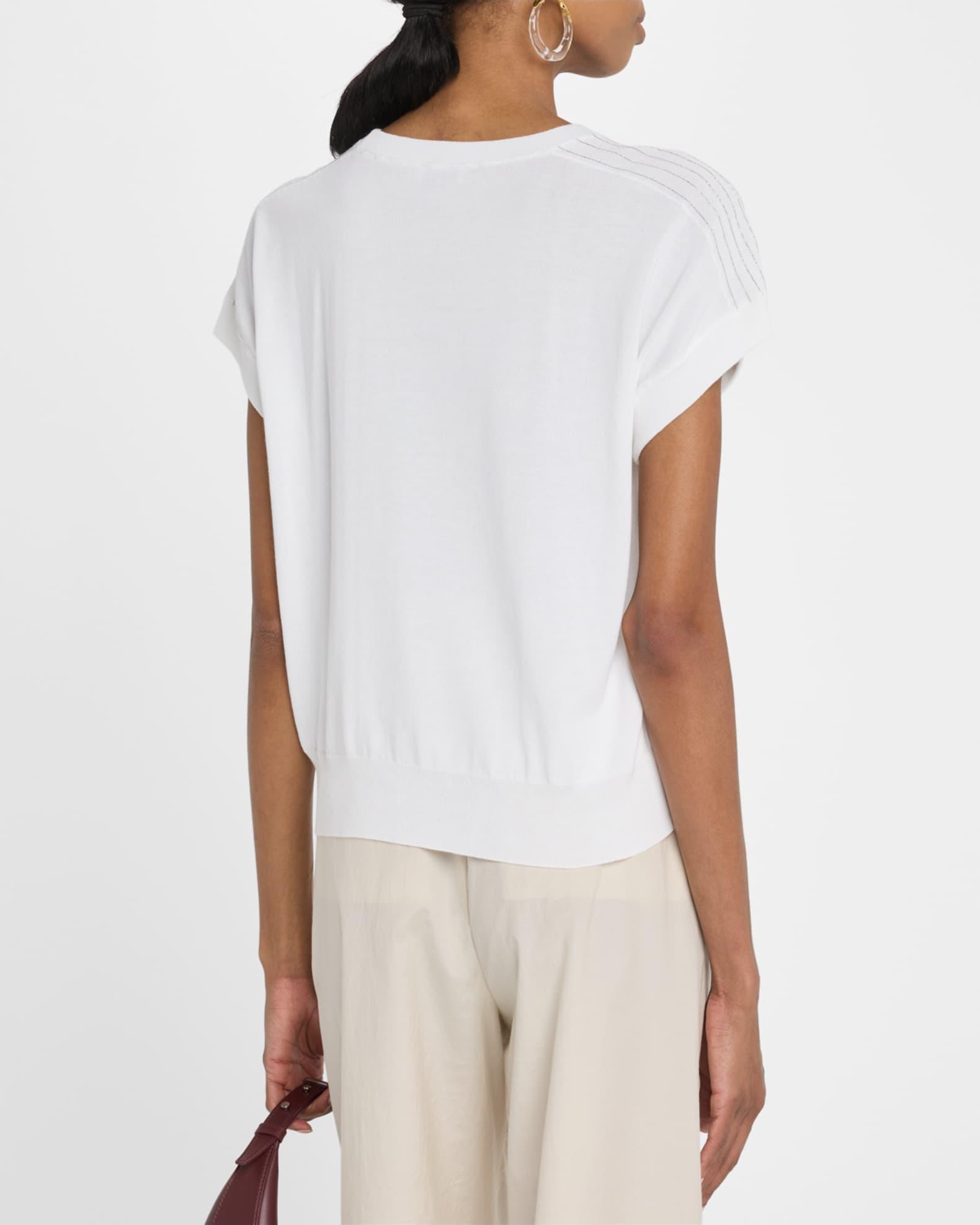Chain-Trim Knit Cotton Sweater Product Image
