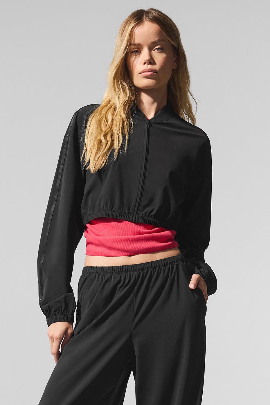 Cropped Breezy Full-Zip Cover Up - Black Female Product Image