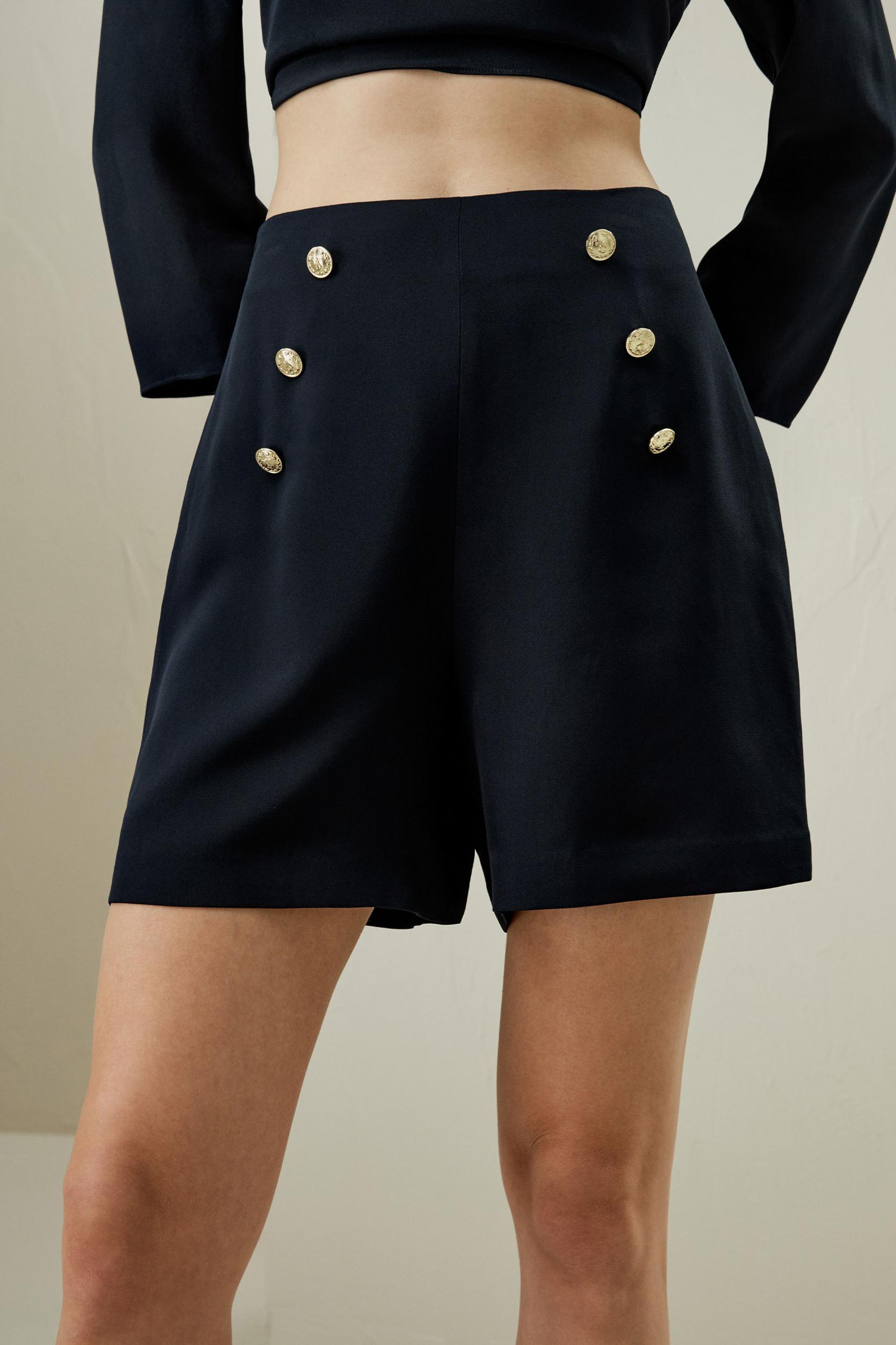 High Waisted Shorts With Button Accents Product Image