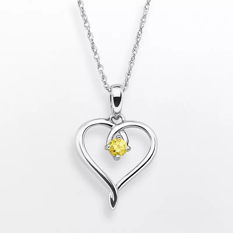 Boston Bay Diamonds Sterling Silver Citrine Openwork Heart Pendant, Womens Orange Product Image