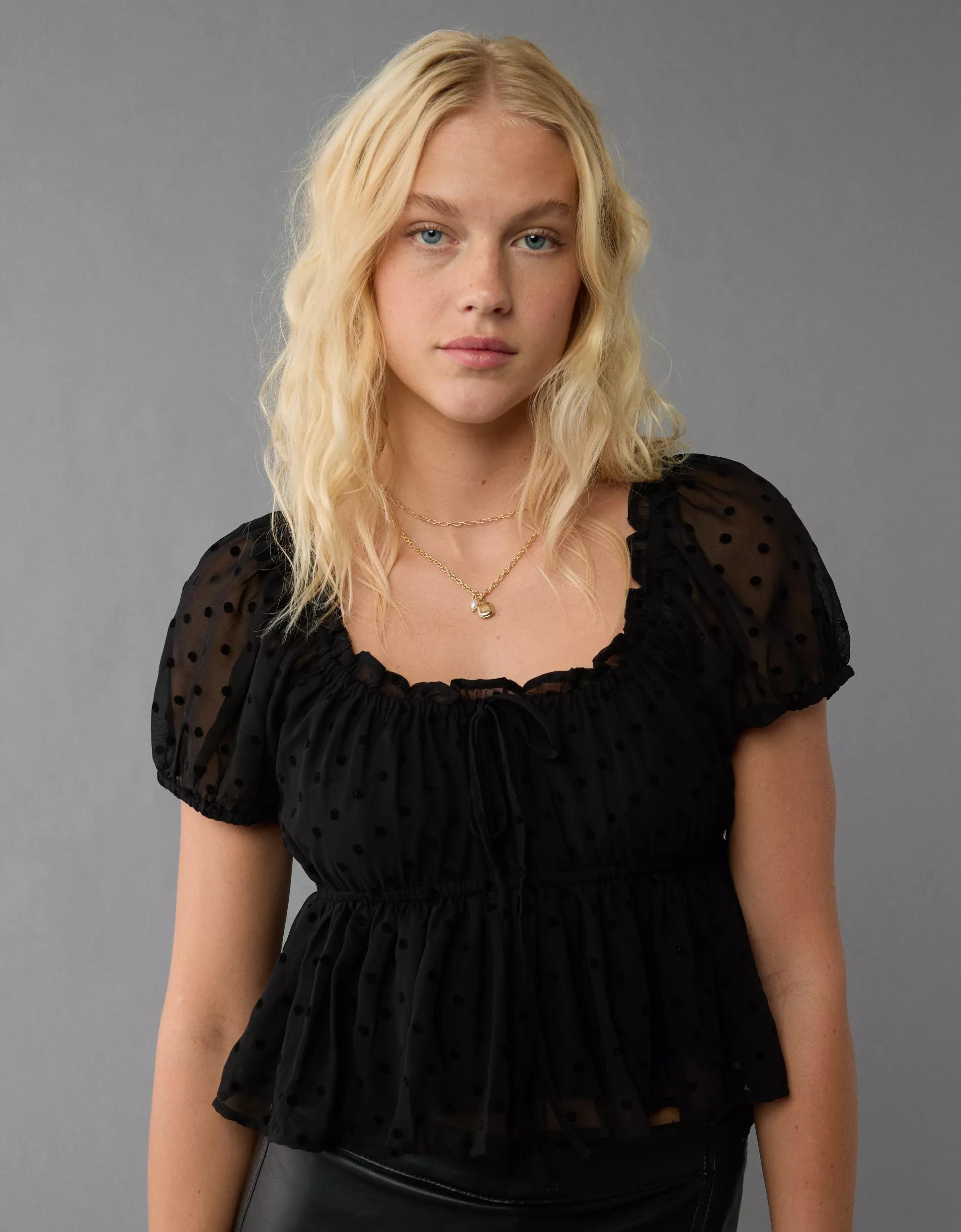 AE Polka Dot Babydoll Top Product Image