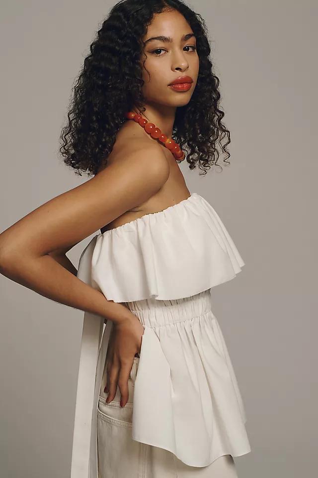 Mare Mare Strapless Linen Ruffled Tie-Back Top Product Image