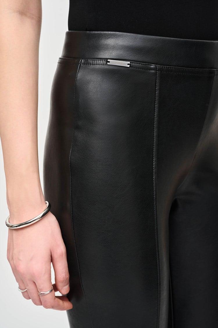 Bonded Leatherette Slim Fit Pants- Black Product Image