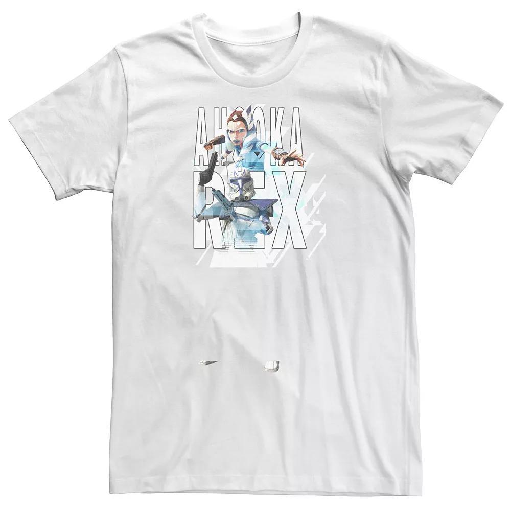 Big & Tall Star Wars: The Clone Wars Ahsoka & Rex Text Portraits Tee, Men's, Size: 5XL, White Product Image