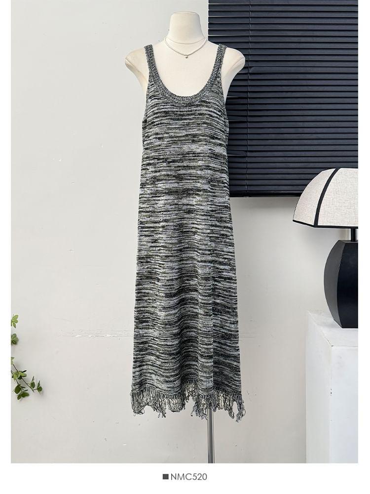 Tassel-Hem Melange Tank Dress Product Image