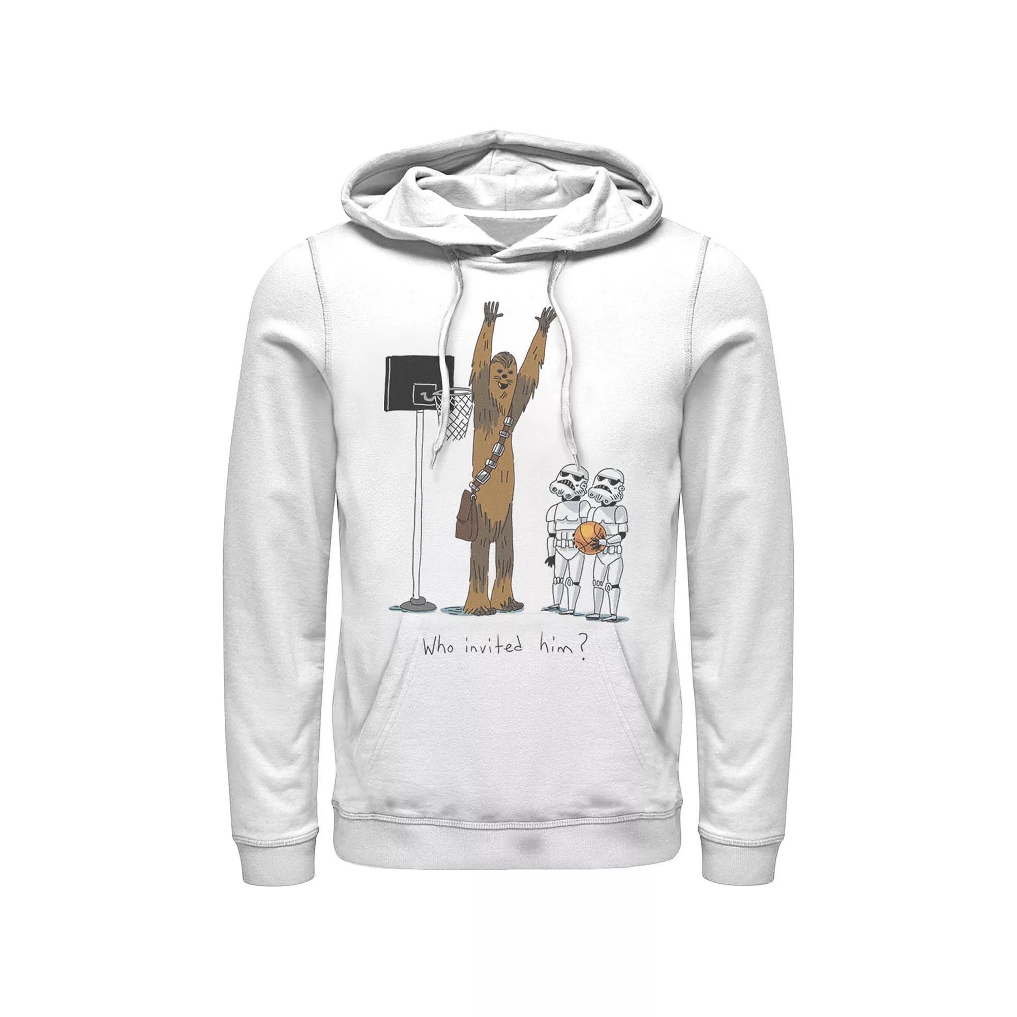 Men's Star Wars Chewbacca Basketball Who Invited Him Hoodie, Size: XL, White Product Image