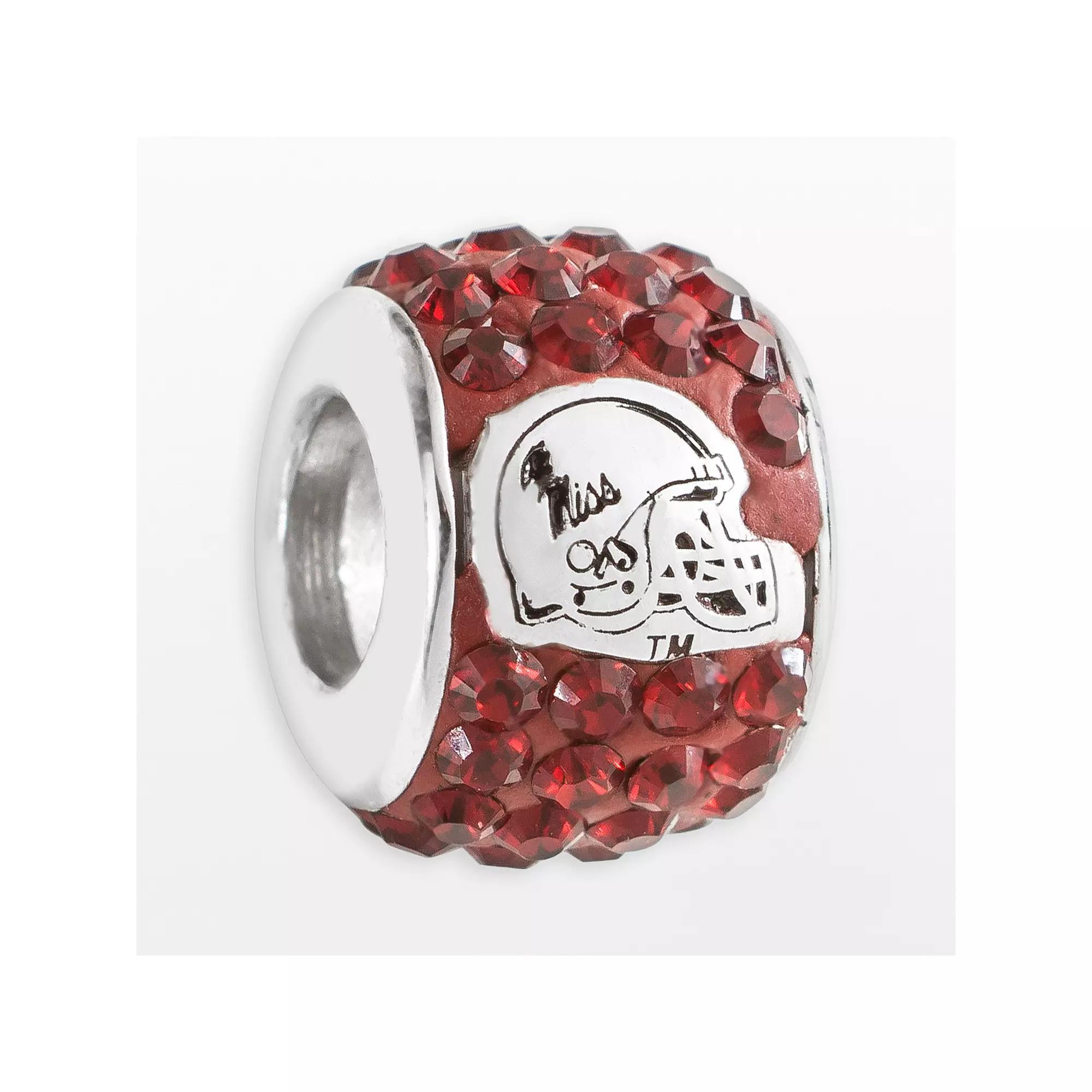 LogoArt Ole Miss Rebels Sterling Silver Crystal Logo Bead, Womens, Red Product Image