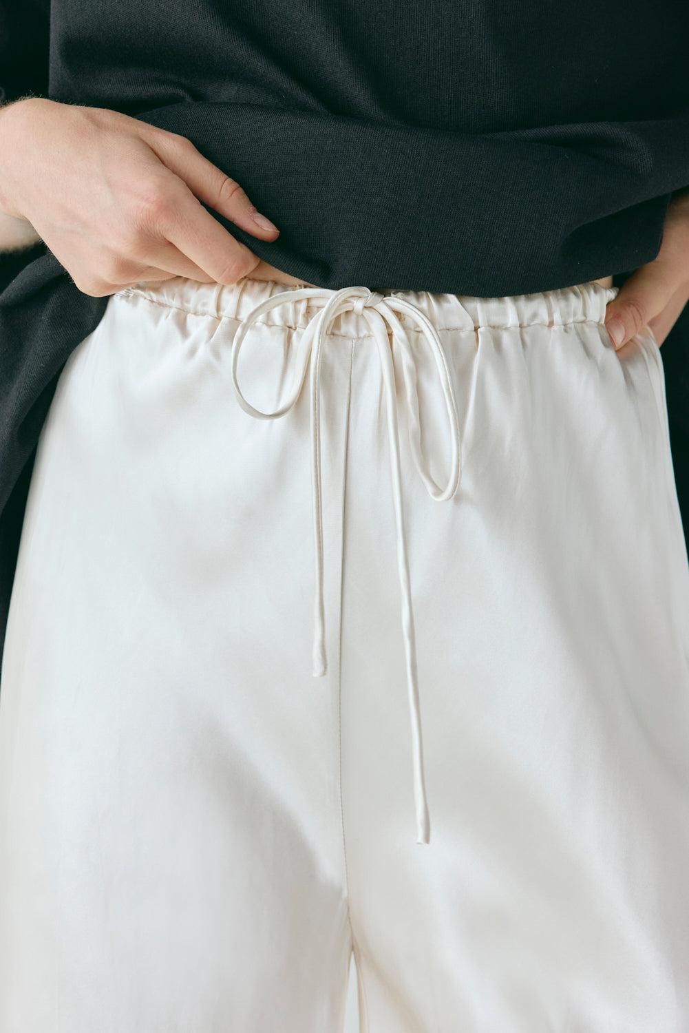 Rae Satin Pants Cream Product Image