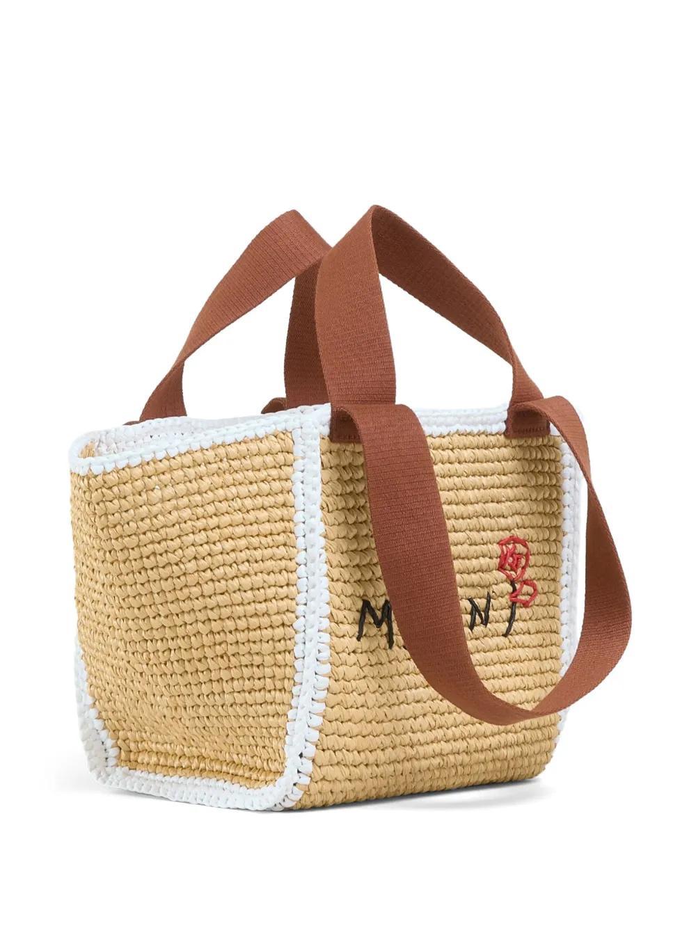 logo-embroidered woven tote bag Product Image