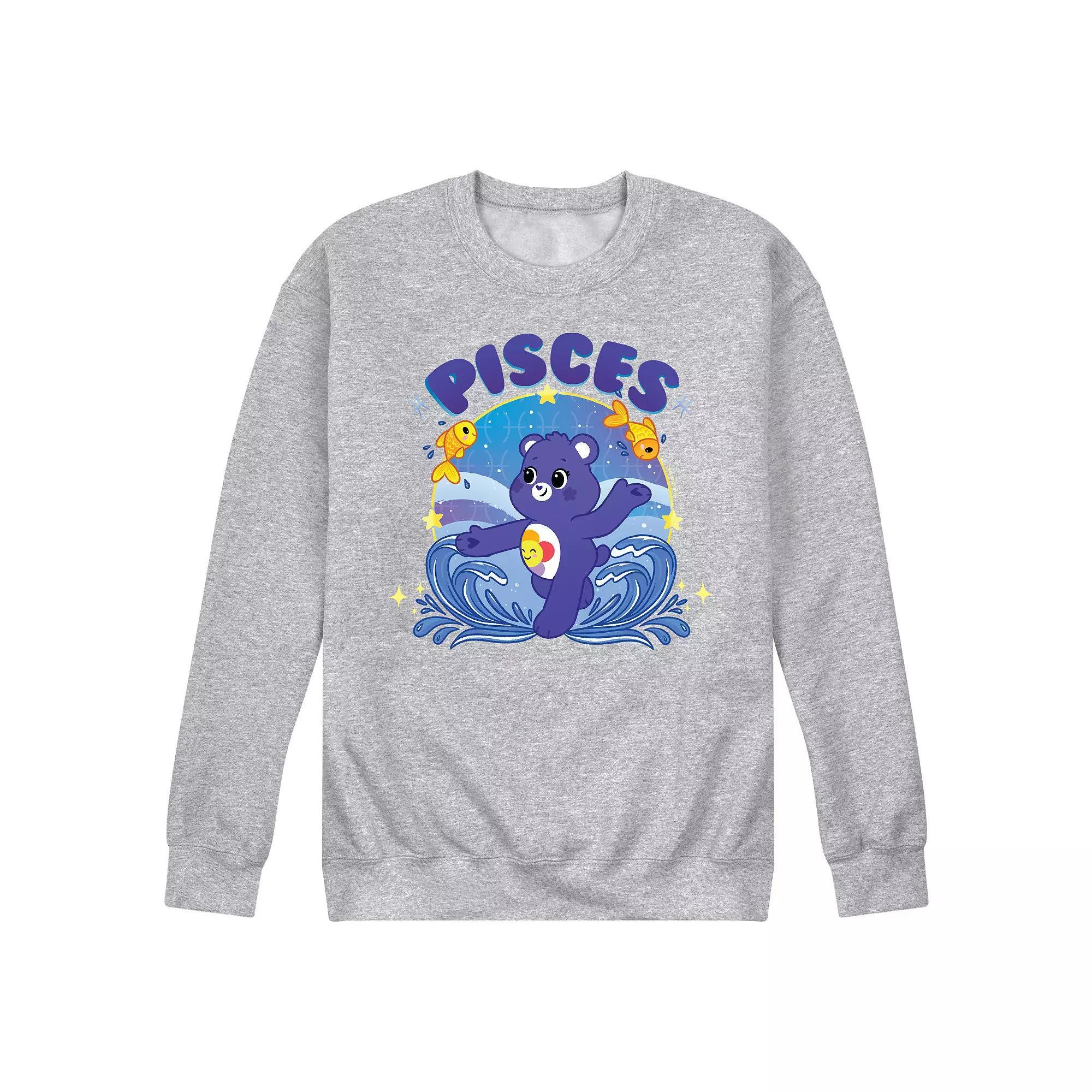 Mens Care Bears Pisces Fleece Sweatshirt Grey Gray Product Image