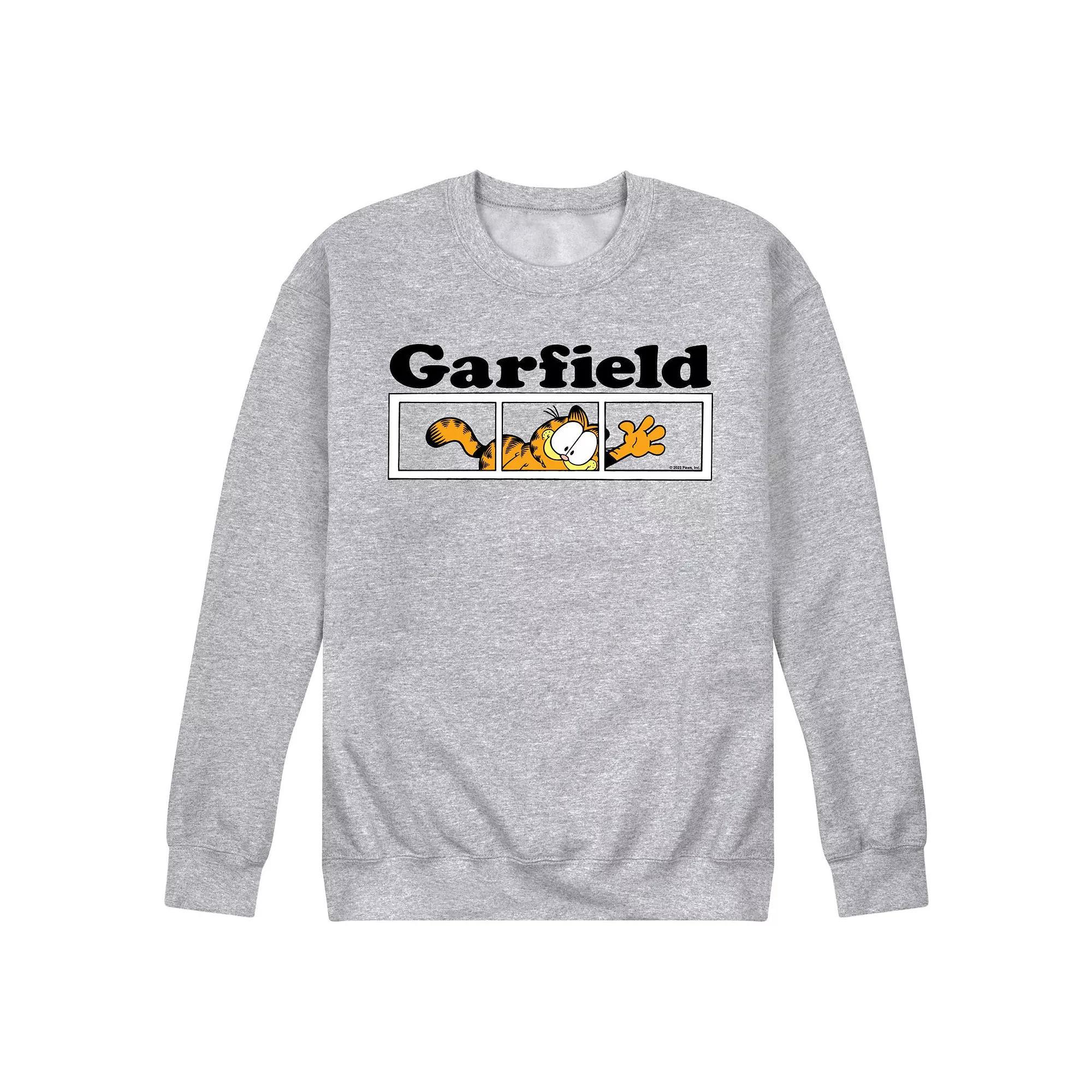 Mens Garfield Panel Logo Fleece Sweatshirt Grey Gray Product Image