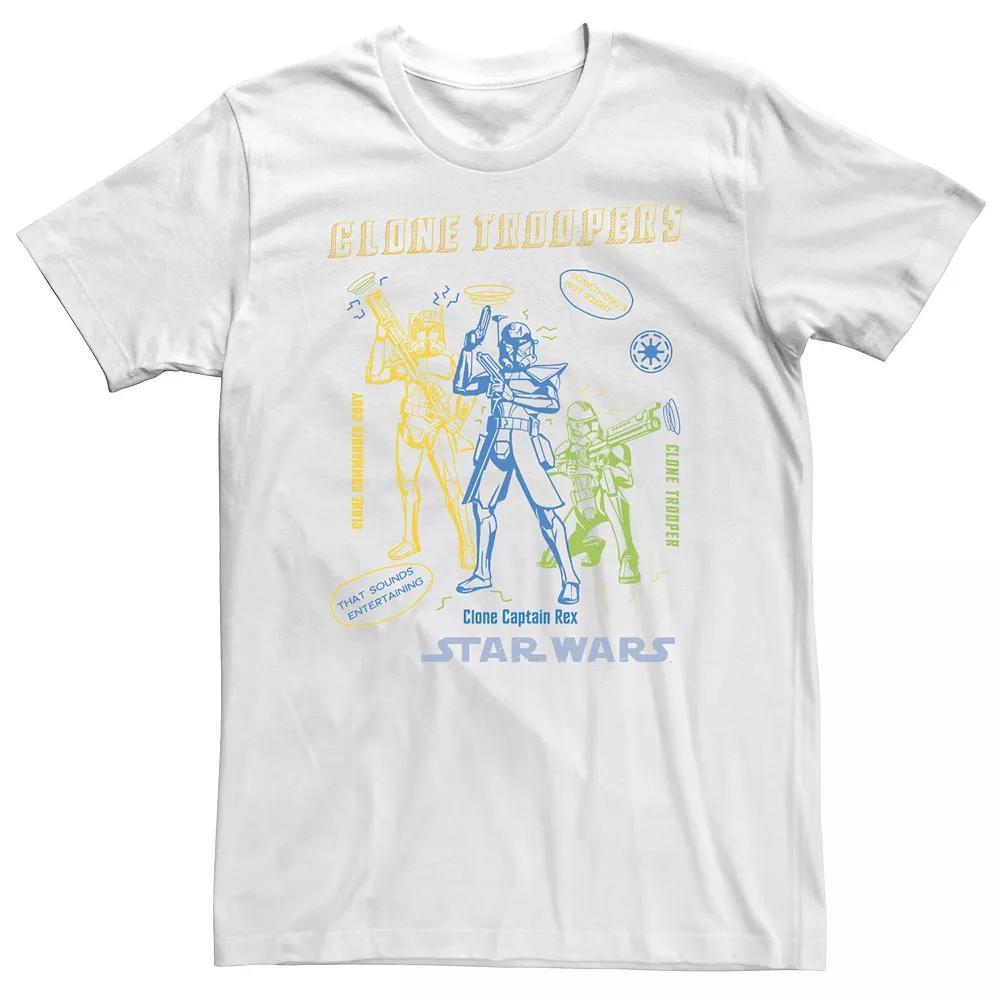 Big & Tall Star Wars: Clone Wars Clone Troopers Doodles Tee, Men's, Size: 3XL Tall, White Product Image