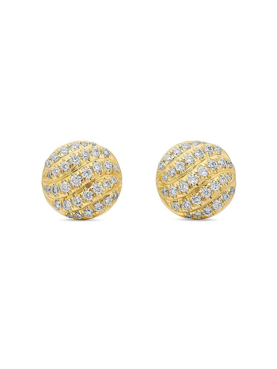 Womens Cable Collectibles Stud Earrings in 18K Yellow Gold with Diamonds, 8mm Product Image