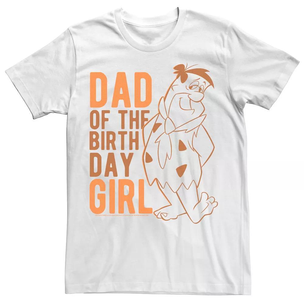 Men's Flinstones Fred Dad Of The Birthday Girl Text Tee, Size: Large, White Product Image