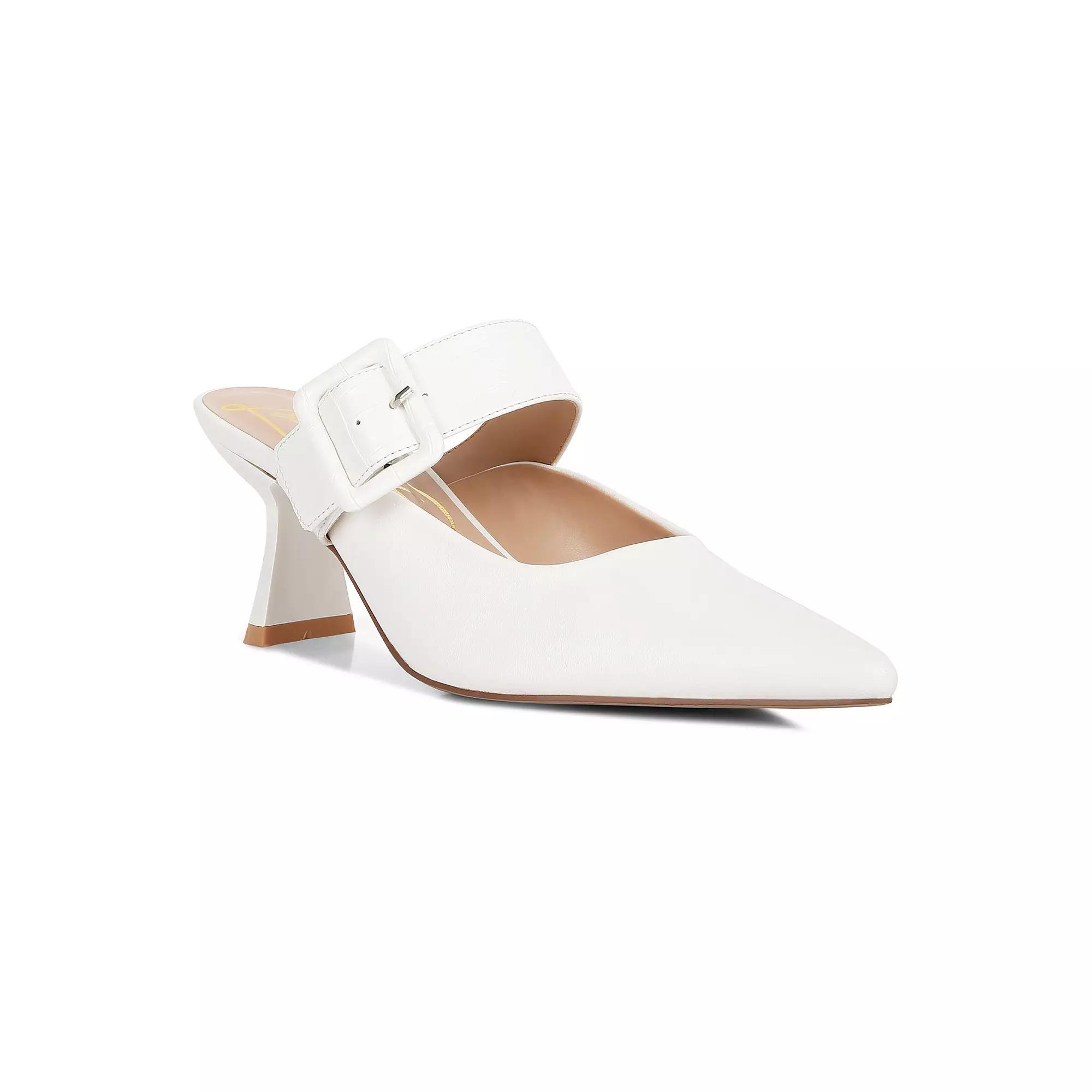 London Rag Marlyn Women's Block Heel Mules, Size: 10, White Product Image