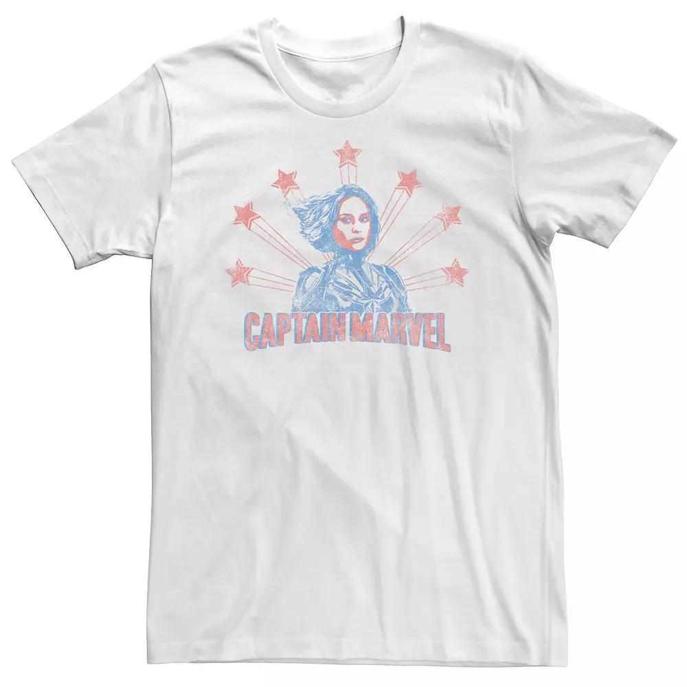 Big & Tall Captain Marvel Distressed Portrait Tee, Men's, Size: 5XL, White Product Image