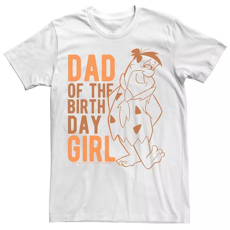 Men's Flinstones Fred Dad Of The Birthday Girl Text Tee, Size: Large, White Product Image