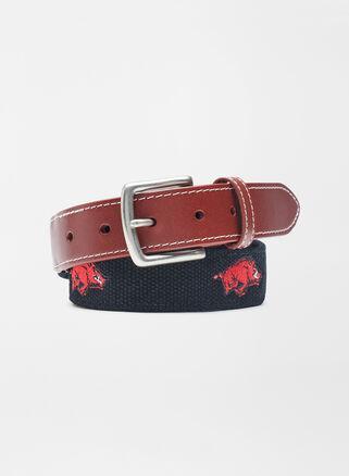 Peter Millar Mens University of Arkansas Belt | Color: Black | Size: 44 Product Image