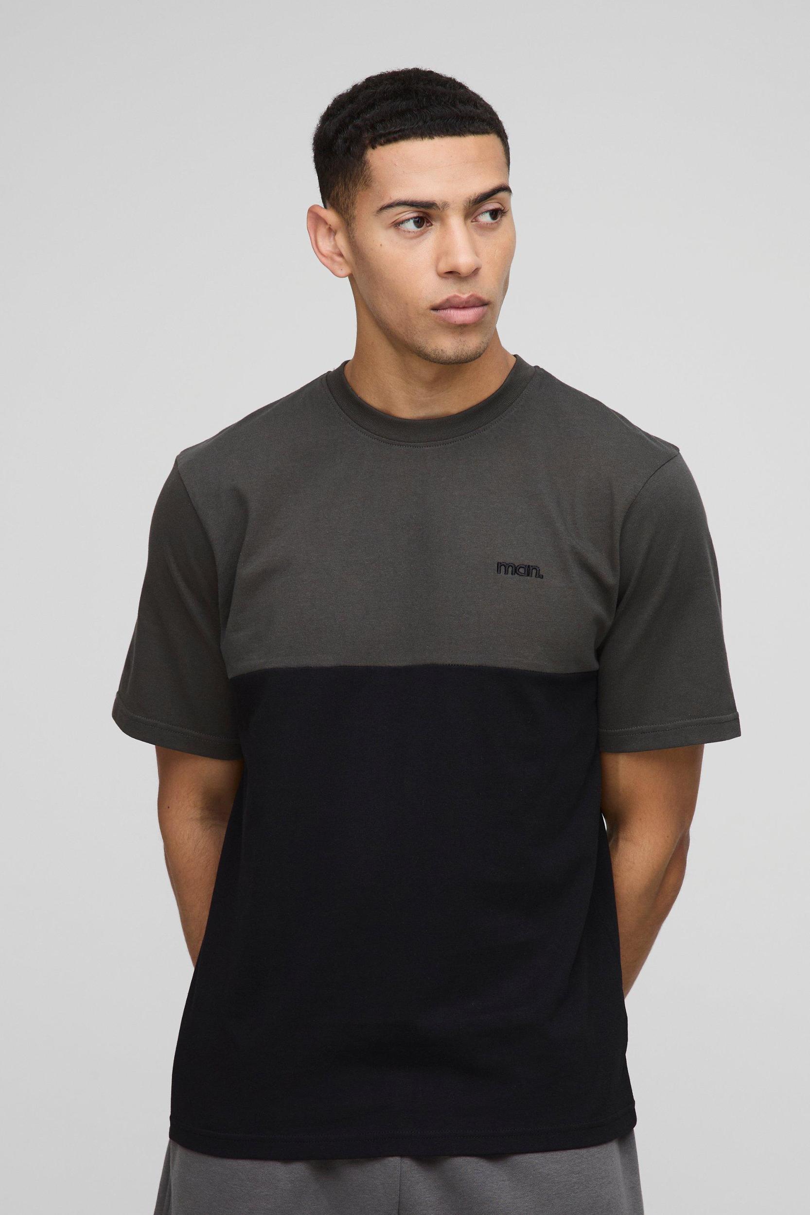 Regular Fit Regular Fit Man Colour Block T-Shirt | boohooMAN USA Product Image