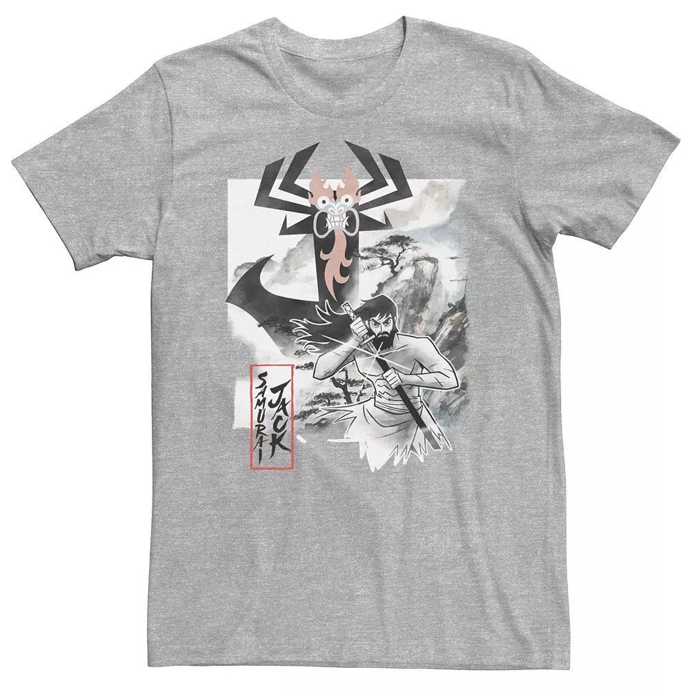 Big & Tall Cartoon Network Samurai Jack Aku Water Color Paint Sketch Tee, Men's, Size: 4XL, Athletic Grey Product Image
