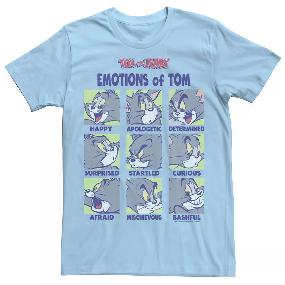 Mens Tom And Jerry The Many Emotions Of Tom Portrait Panels Tee, Men's, Size: XXL, Light Blue Product Image