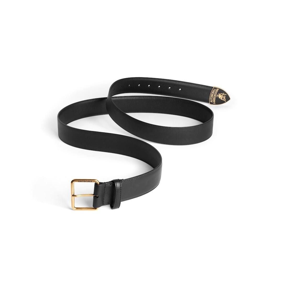 Men's Balenciaga | Automobili Lamborghini Classic Belt  in Black Product Image