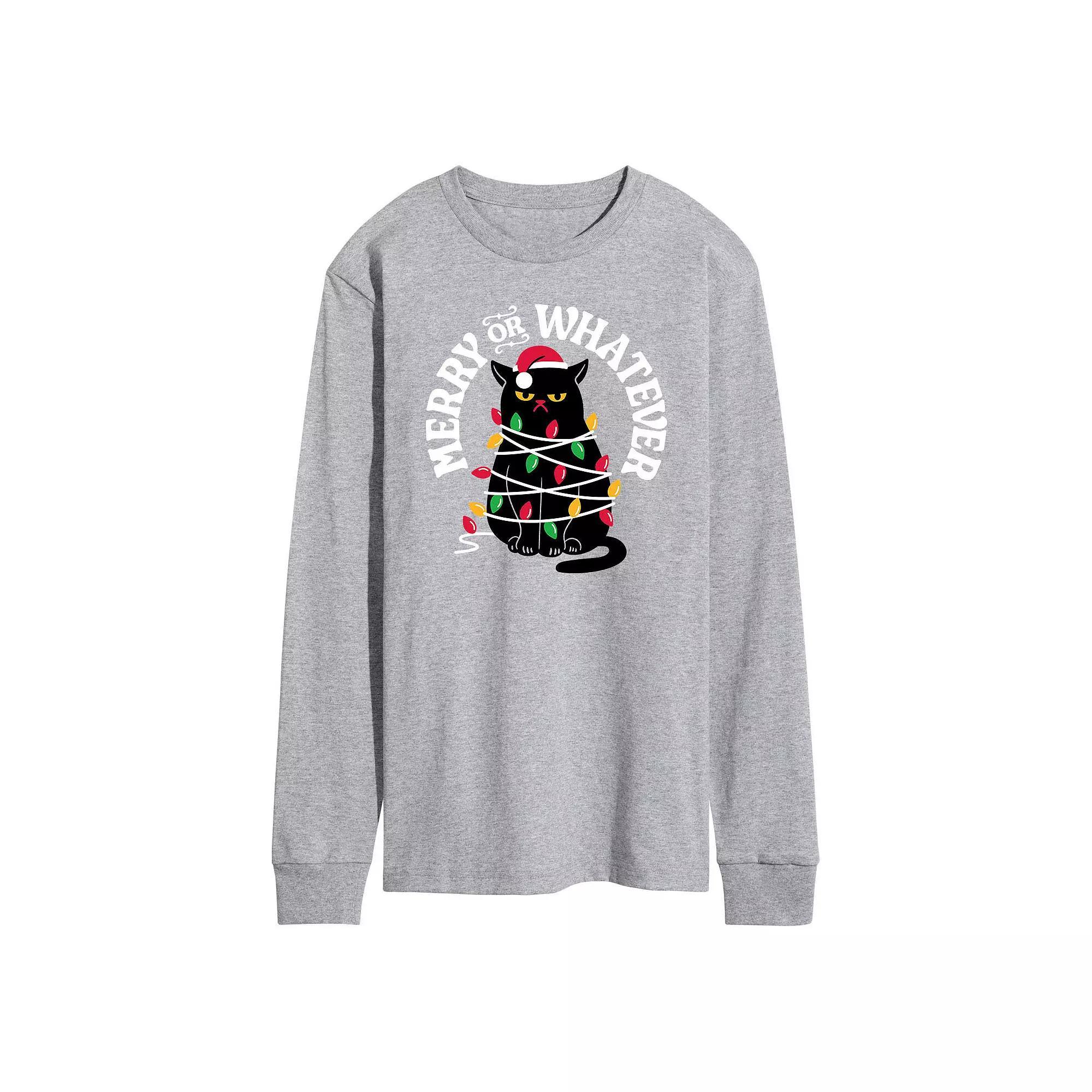 Men's Merry Or Whatever Long Sleeve Tee, Size: XXL, Gray Product Image