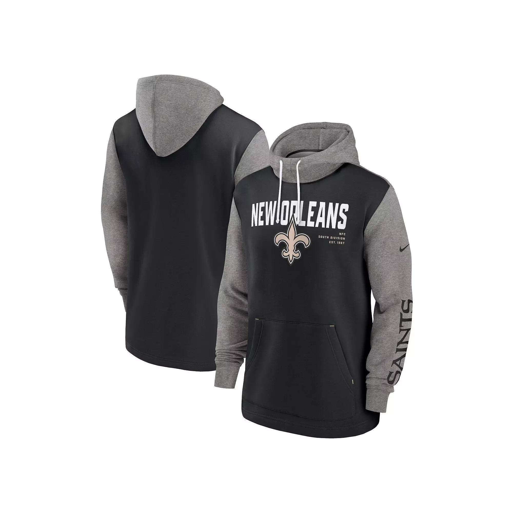 Men's Nike Black New Orleans Saints Fashion Color Block Pullover Hoodie, Size: 3XL Product Image