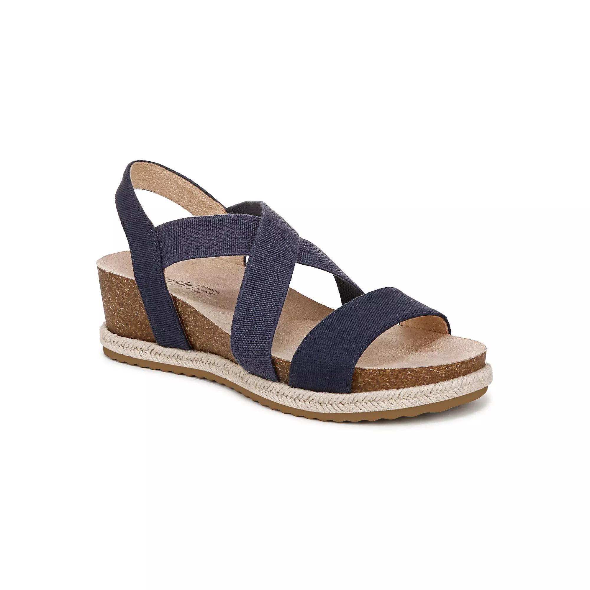 LifeStride Breeze Women's Strappy Wedge Sandals, Size: 6 Wide, Blue Fabric Product Image