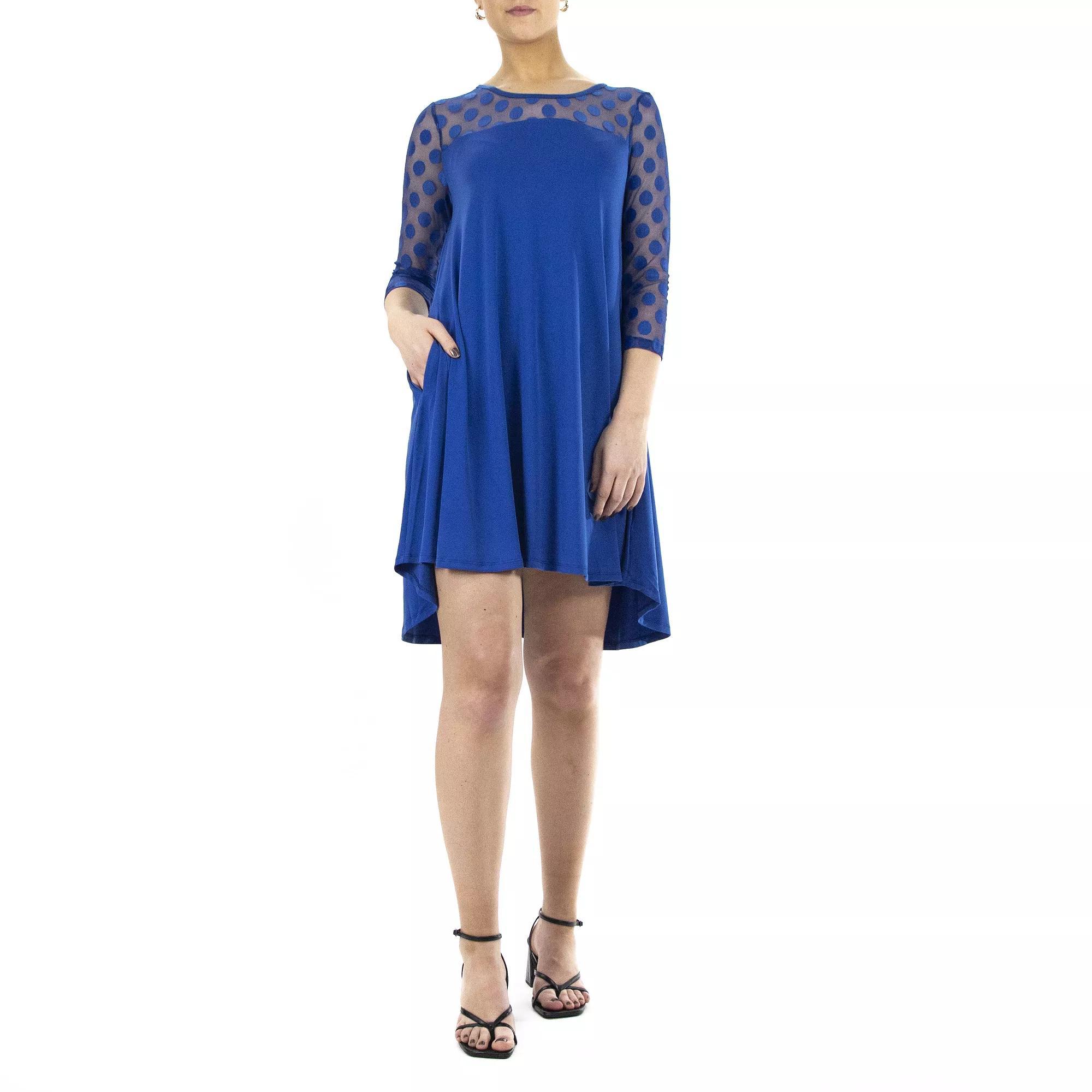 Womens Nina Leonard Sheer Polka-Dot High-Low Dress Product Image