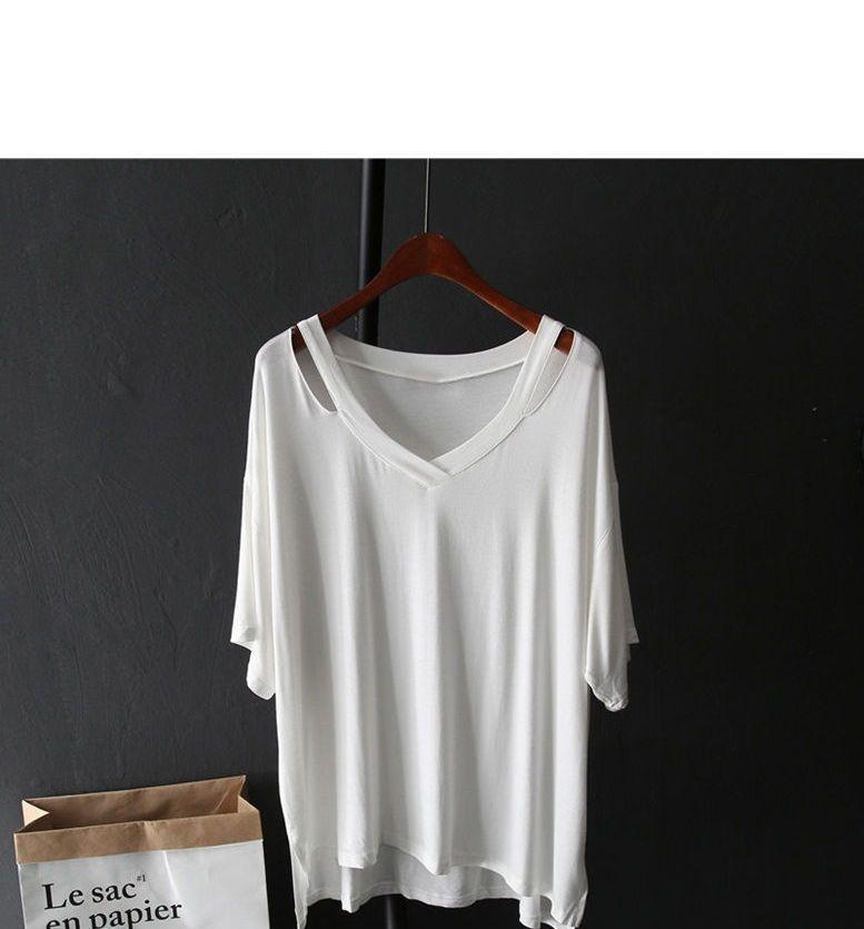 V-Neck Cutout Short-Sleeve T-Shirt Product Image