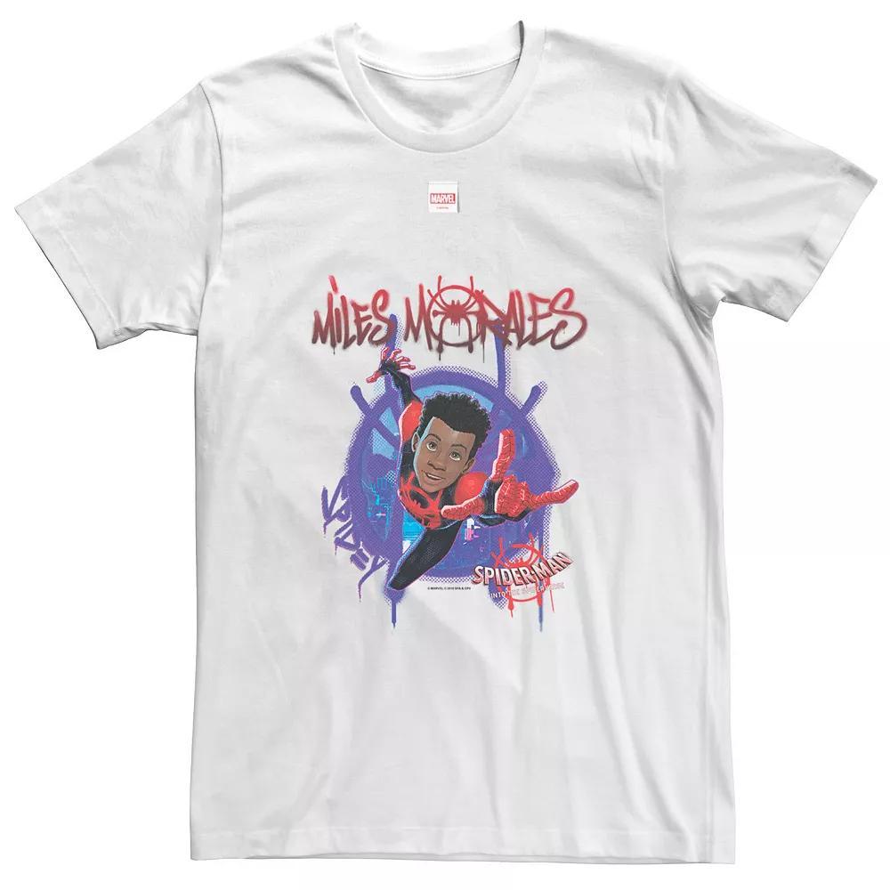 Big & Tall Marvel Spiderverse Miles Morales Splat Tee, Men's, Size: 4XL, White Product Image