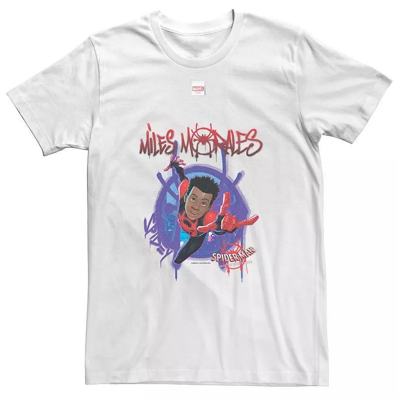 Big & Tall Marvel Spiderverse Miles Morales Splat Tee, Men's, Size: 4XL, White Product Image