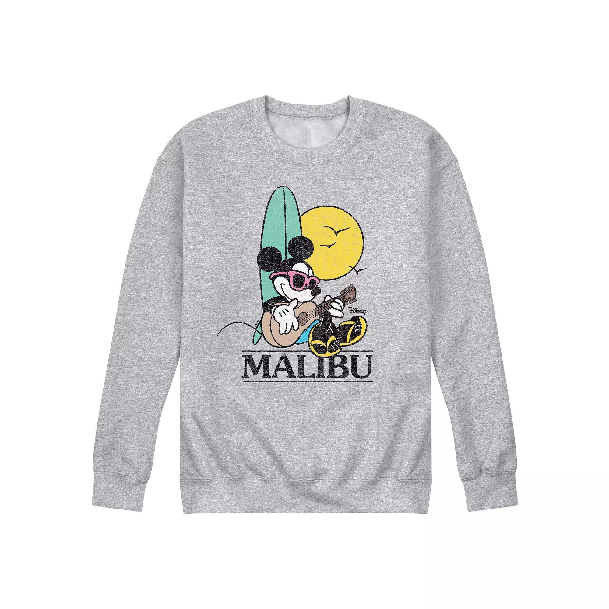 Disneys Mickey Mouse Mens Malibu Beach Fleece Sweatshirt Grey Gray Product Image