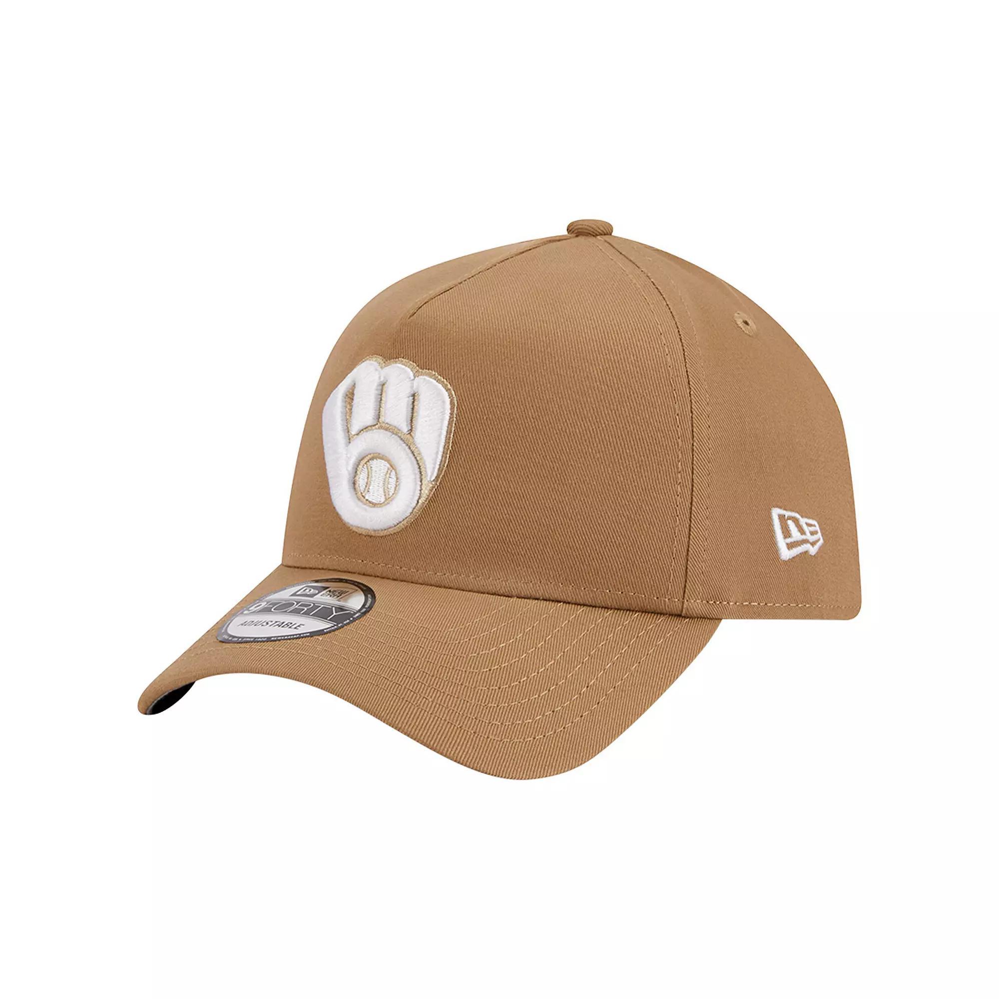 Mens New Era Khaki Milwaukee Brewers A-Frame 9FORTY Adjustable Hat Product Image