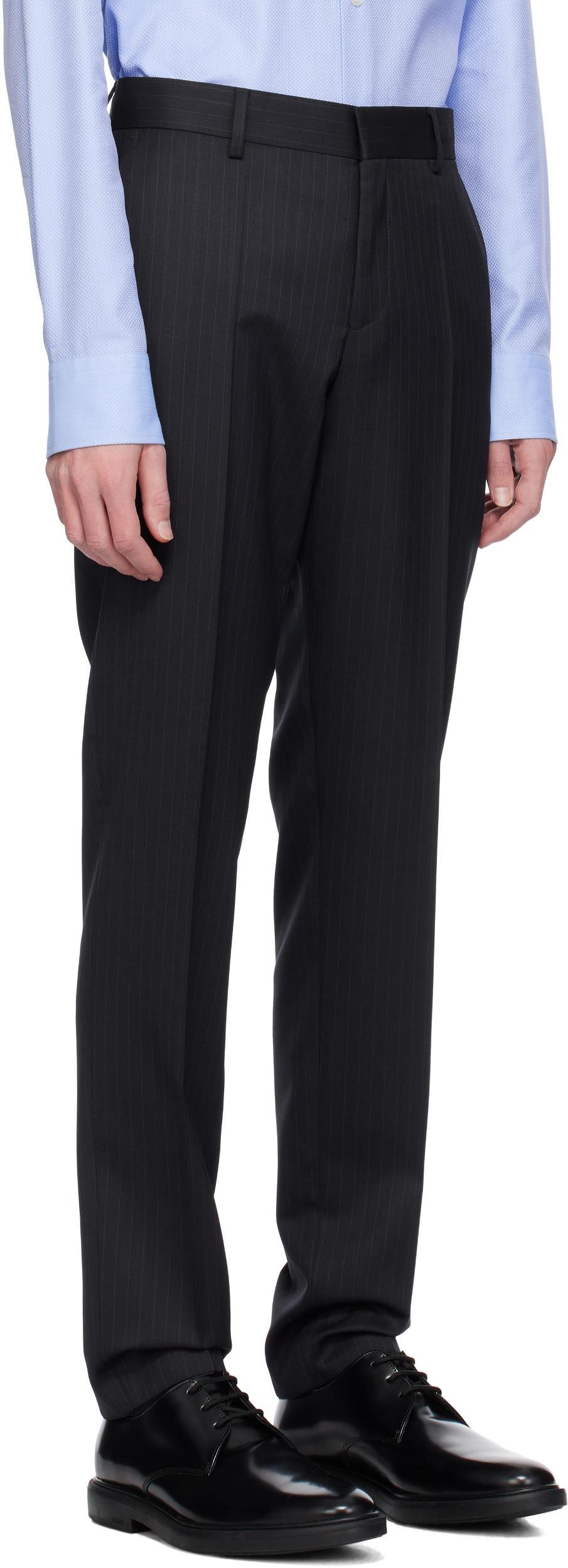 HUGO BOSS Huge Genius Dark Blue Solid Two Button Notch Lapel Wool Suit In 404-dark Blue Product Image