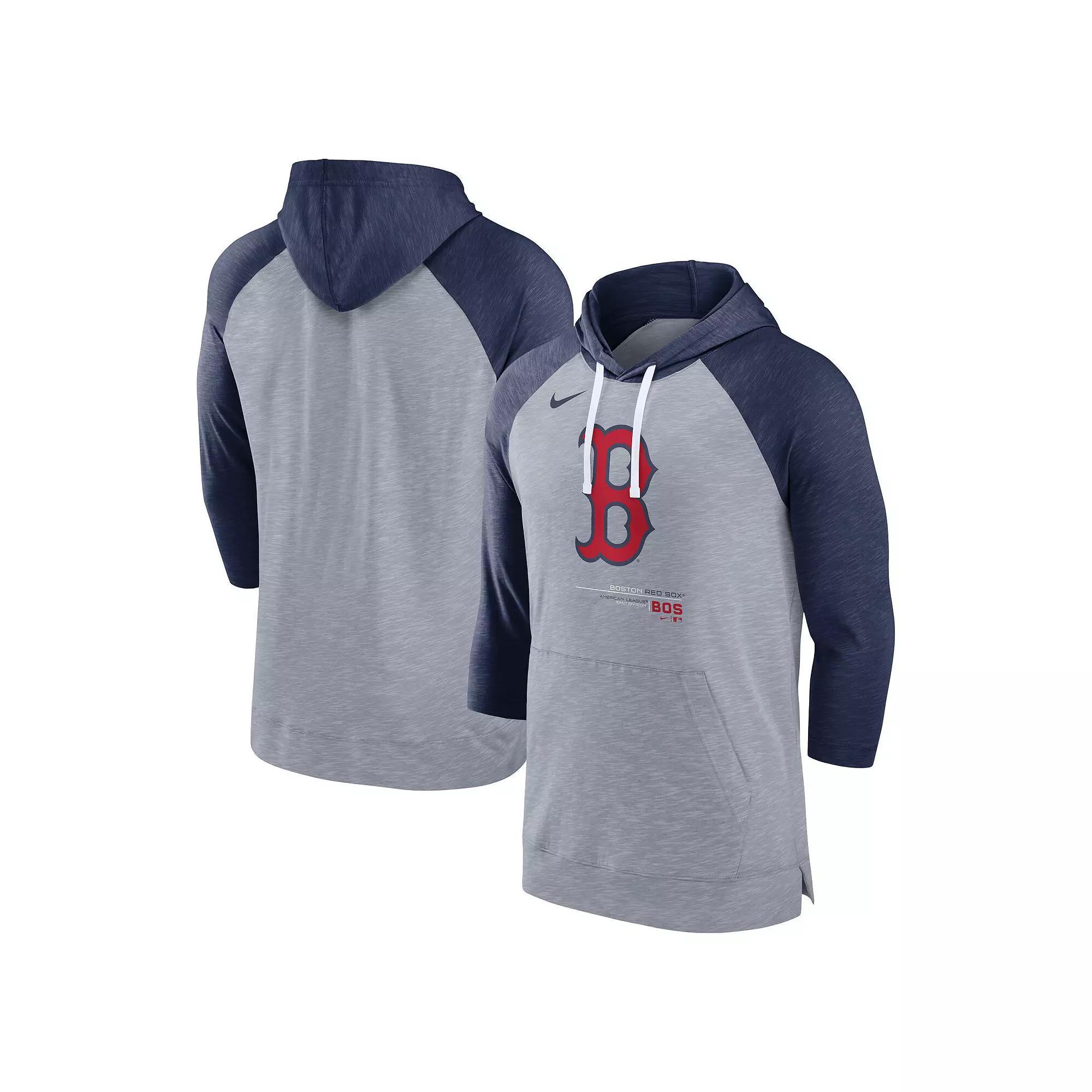 Men's Nike Heather Gray/Heather Royal Philadelphia Phillies Baseball Raglan 3/4-Sleeve Pullover Hoodie, Size: Small, Grey Product Image