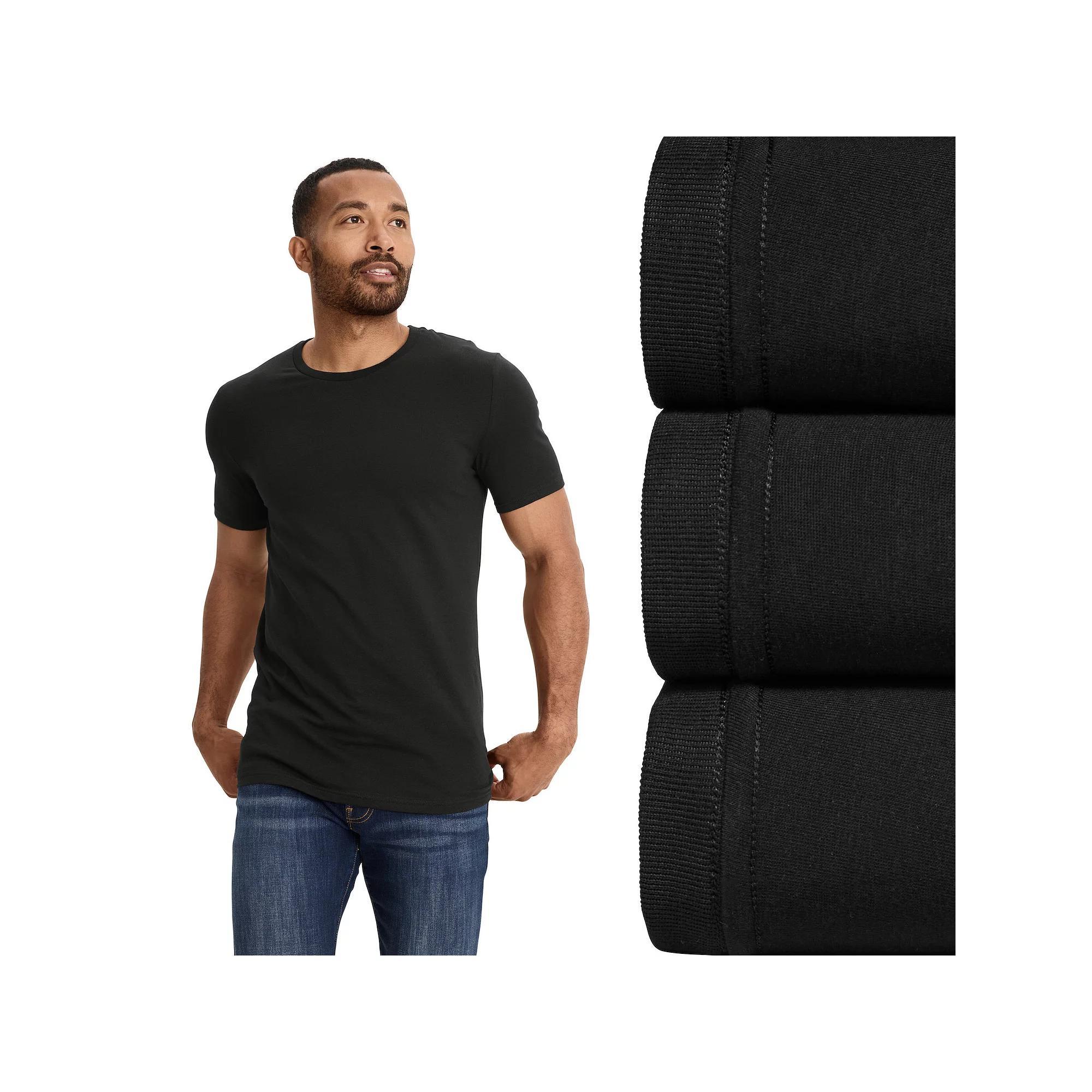 Men's Jockey 3-Pack Cotton Stretch Crew Neck Undershirt, Size: XXL, Black Product Image