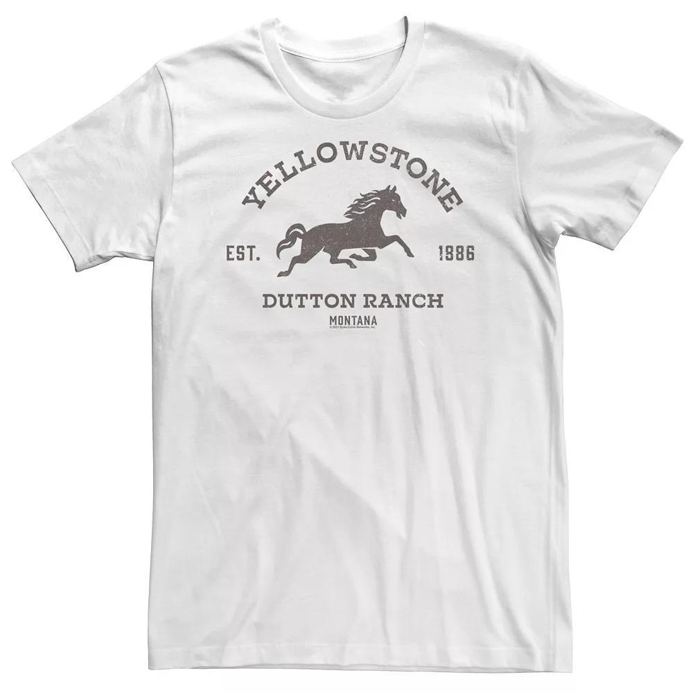 Big & Tall Yellowstone Dutton Ranch Montana Horse Logo Tee, Men's, Size: 5XL, White Product Image