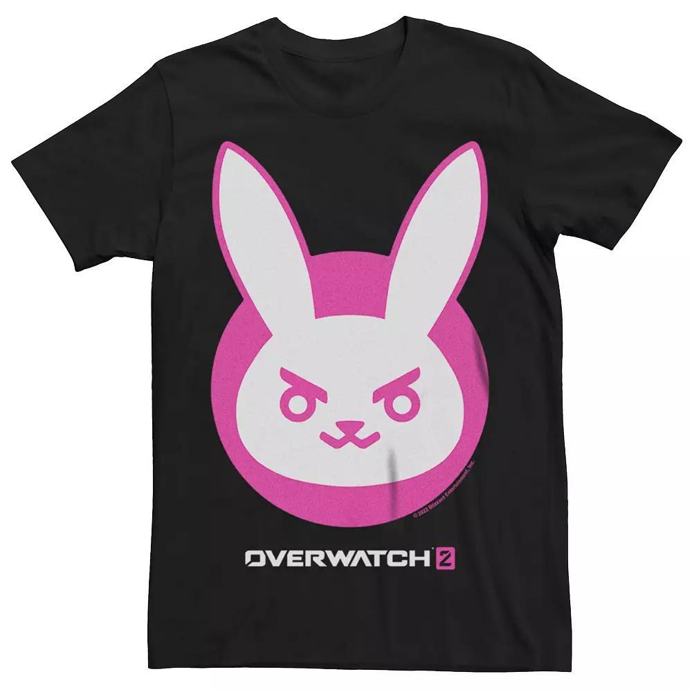 Men's Overwatch 2 D.Va Pink Bunny Icon Graphic Tee, Size: XXL, Black Product Image